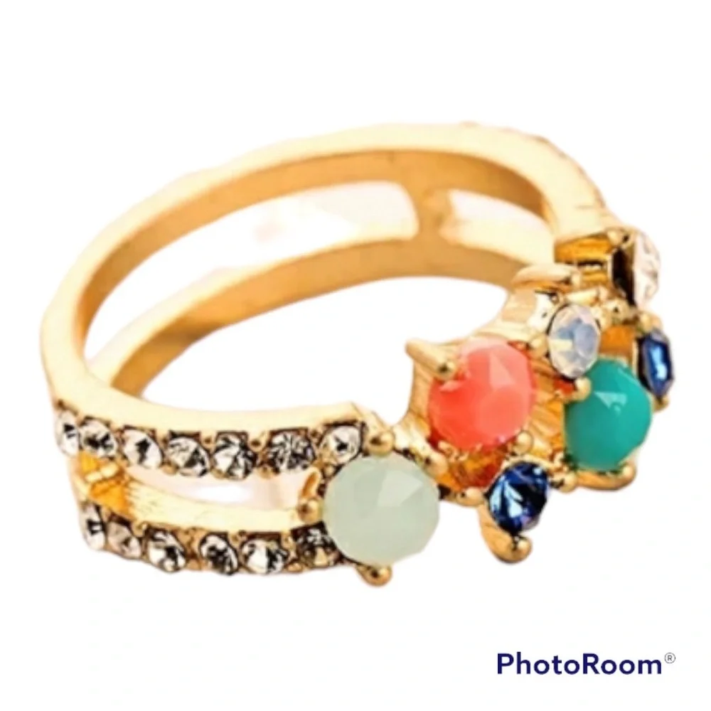 Multicolor stones and crystals ring - Picture 4 of 11